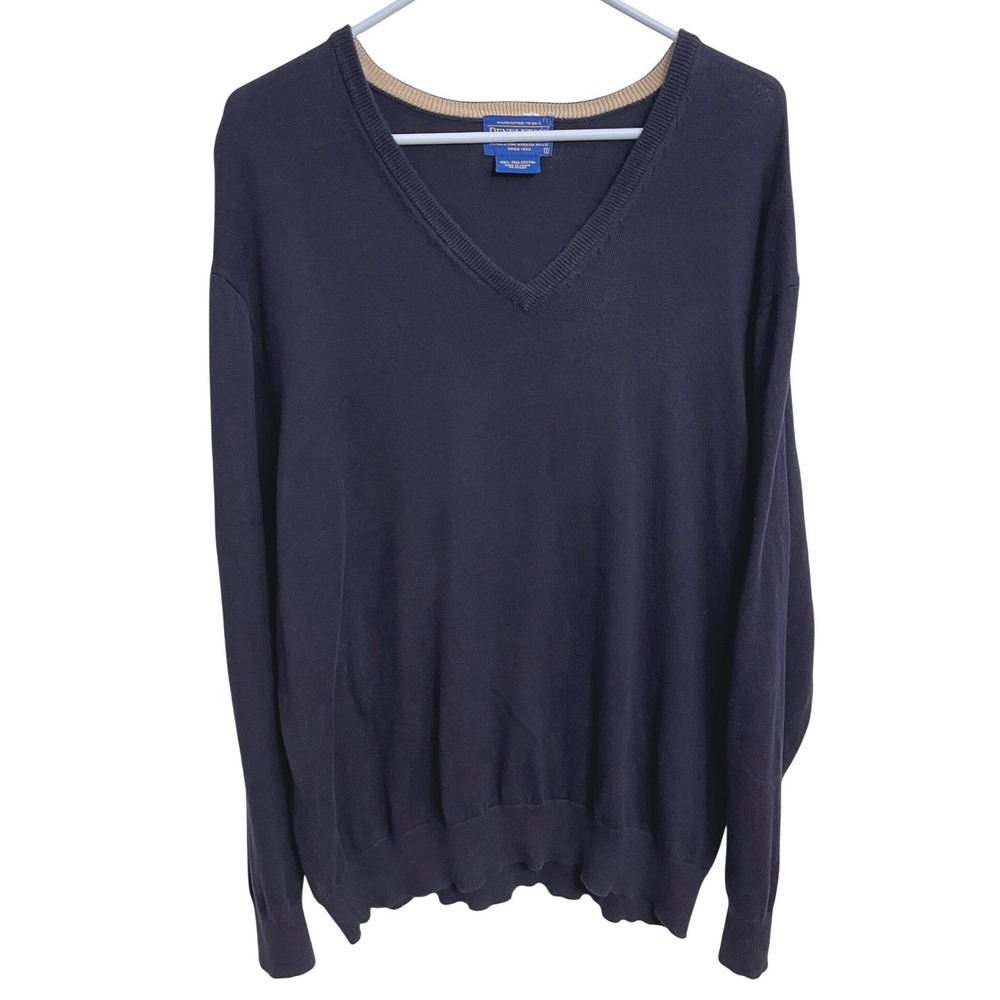 Pendleton Pima Cotton V Neck Sweater Navy Blue Men's L Preppy Classic Minimalist